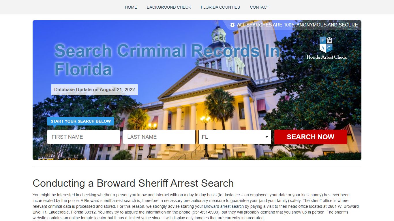 Conducting a Broward Sheriff Arrest Search